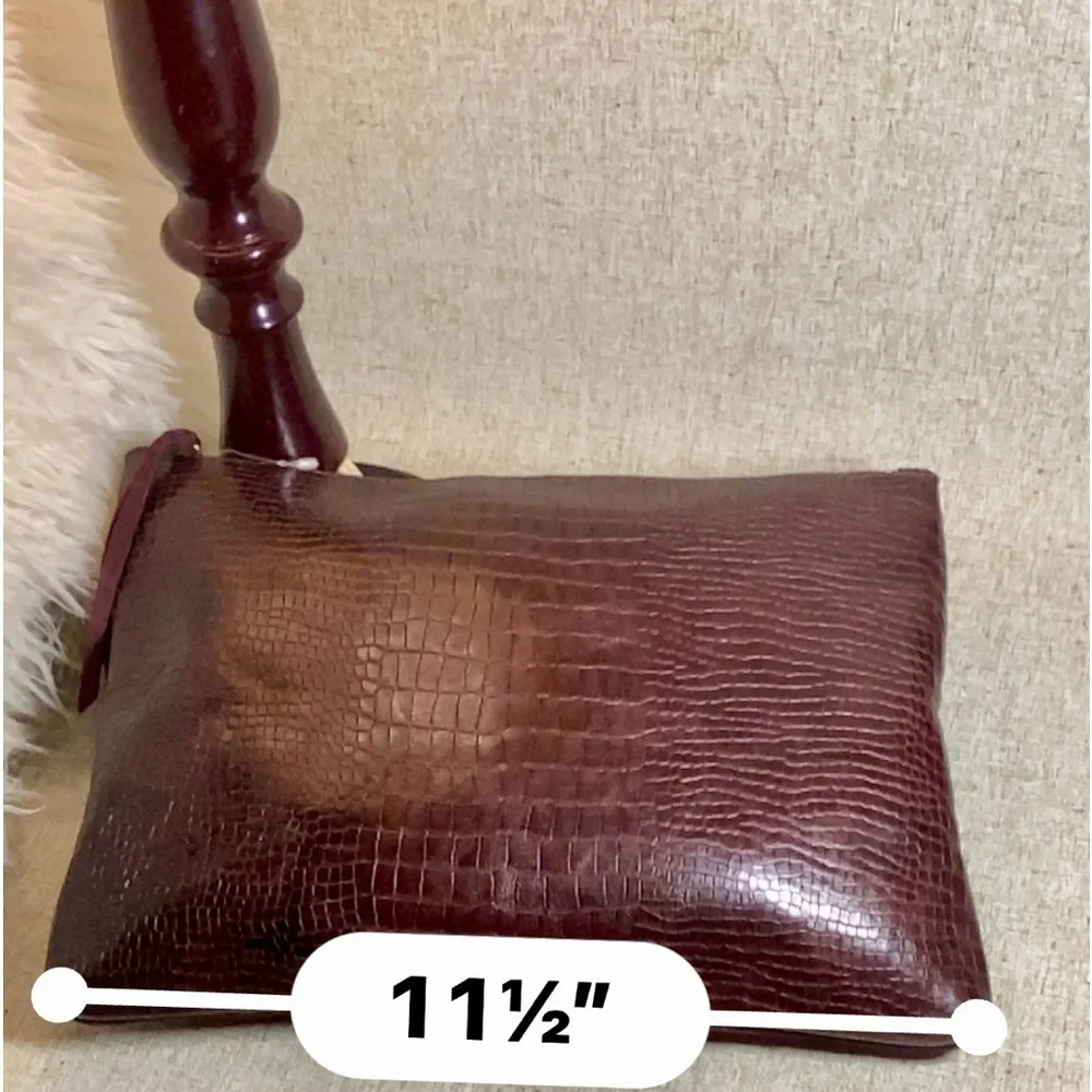 🌹Banana Republic Croc Embossed Leather/Suede Pouch🌹#REDBANANA